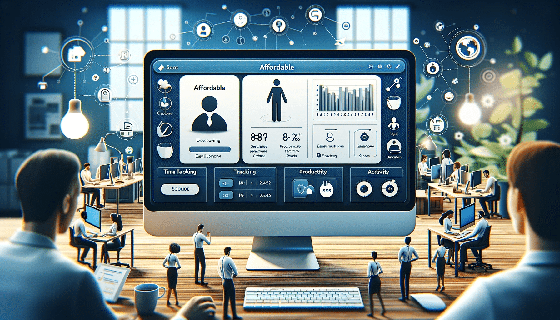 Organized student desk with planner and laptop showing employee monitoring software time-tracking dashboard for academic productivity.